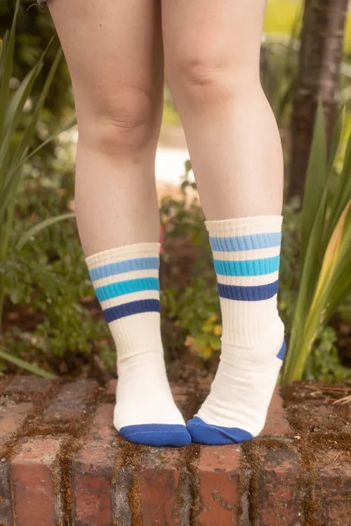 Alice Blue Retro Gym Crew Socks