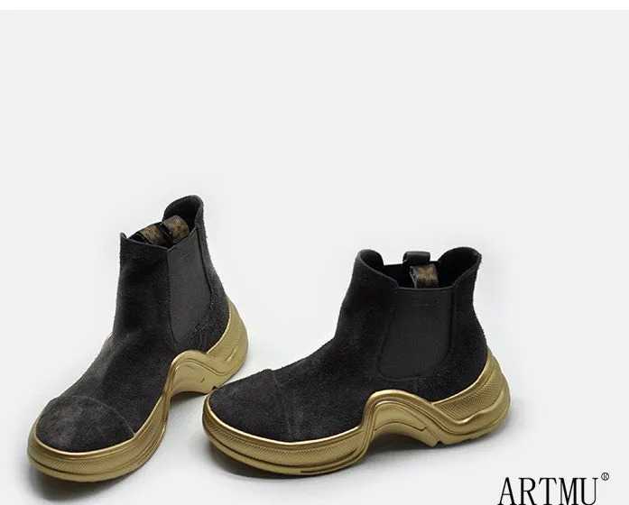 ARTMU WIDE FIT CHELSEA BOOTS WITH CONTRAST CHUNKY SOLE