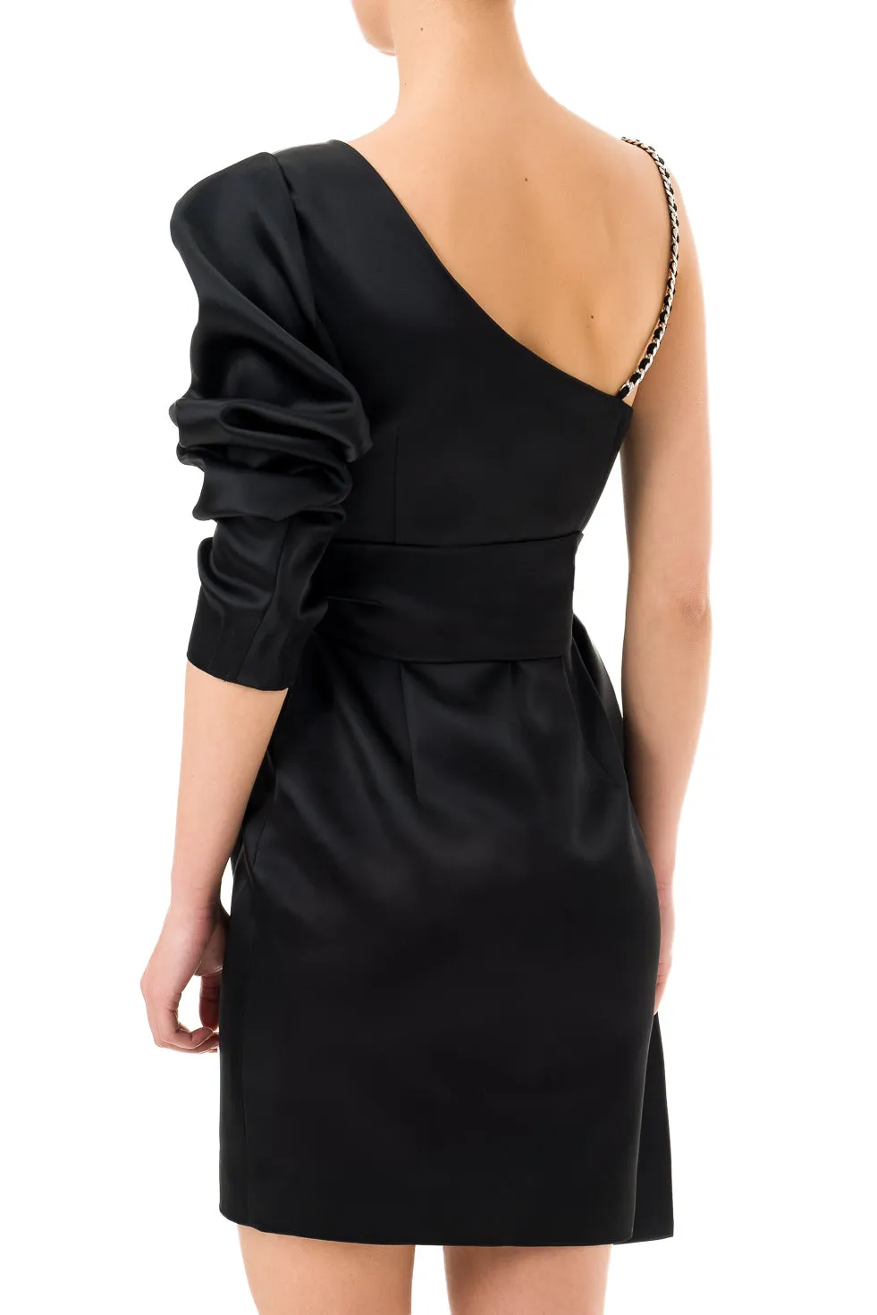 'Arya' Black One-Shoulder Mini Dress