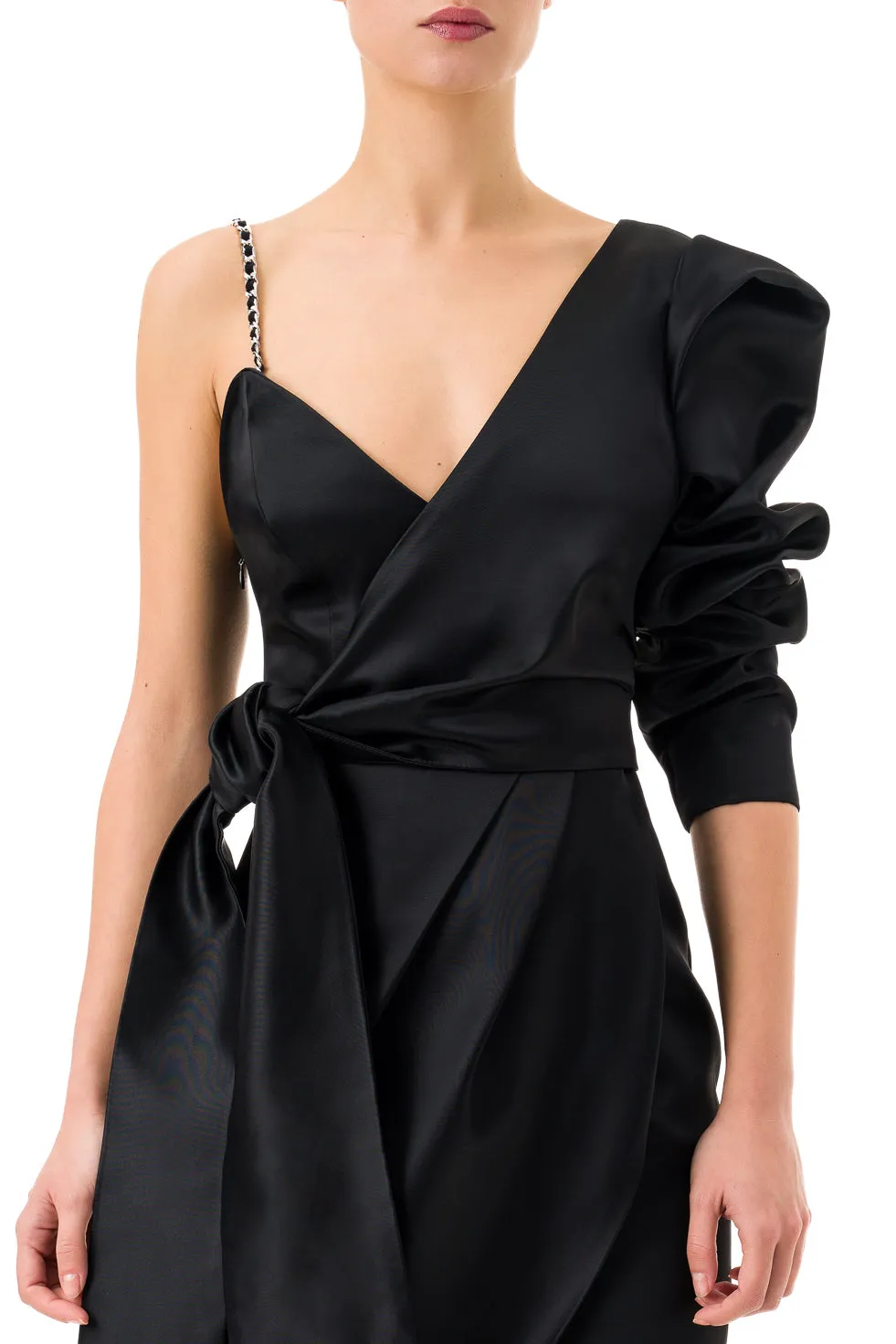 'Arya' Black One-Shoulder Mini Dress