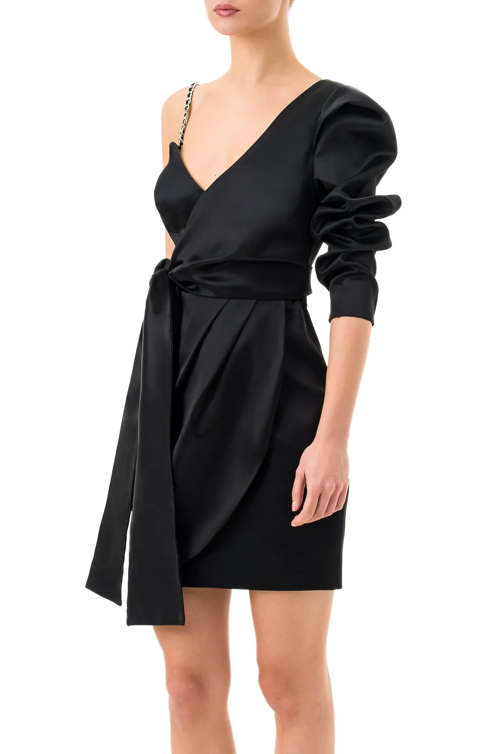 'Arya' Black One-Shoulder Mini Dress