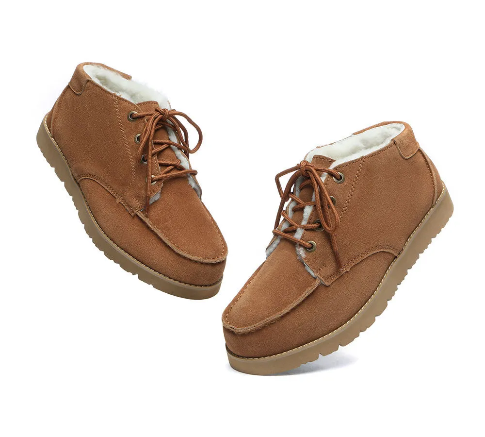 AUSTRALIAN SHEPHERD® UGG Boots Men Sheepskin Wool Lace Up Ankle Casual Ryan