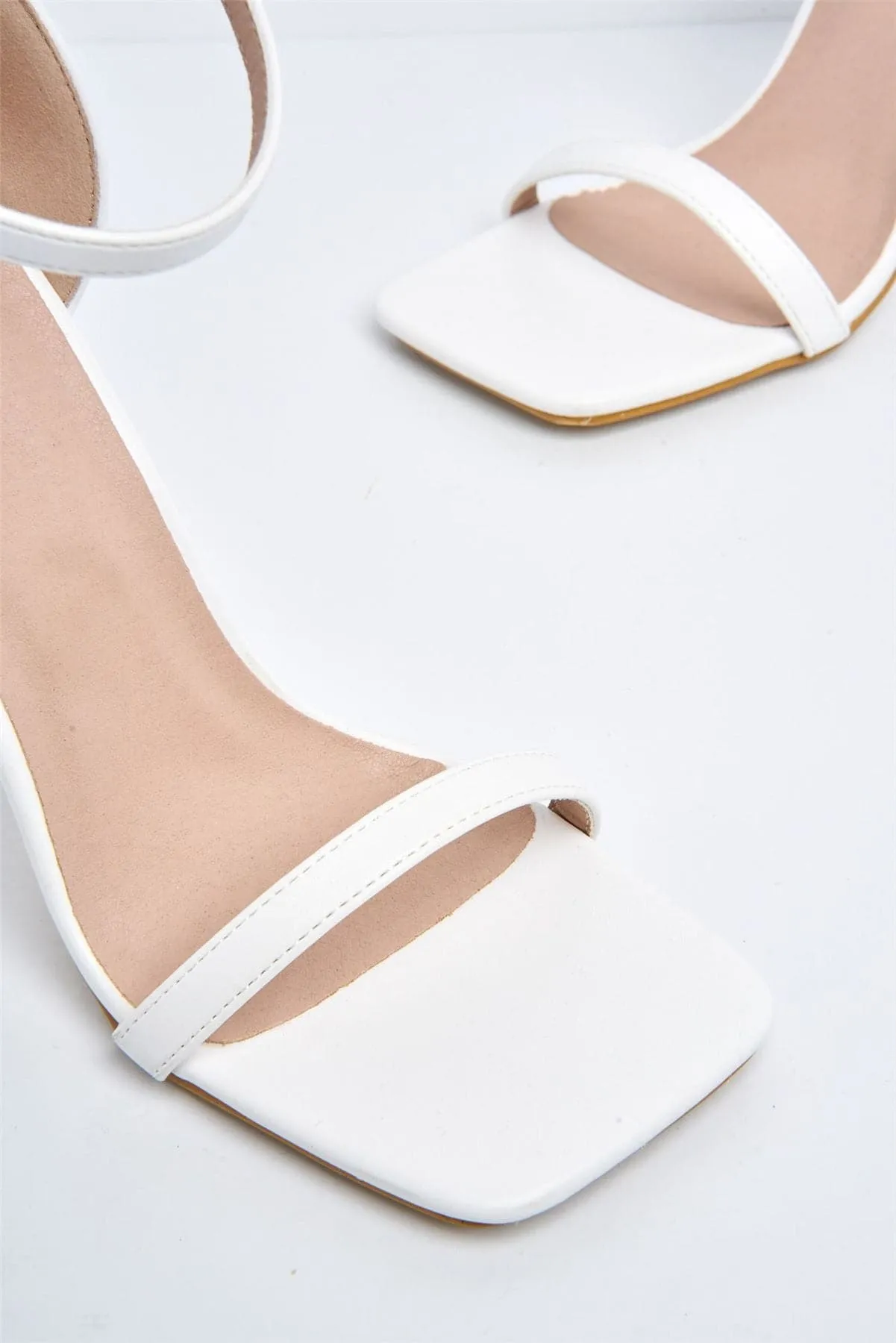 Aveena Ankle Strap Heels in White