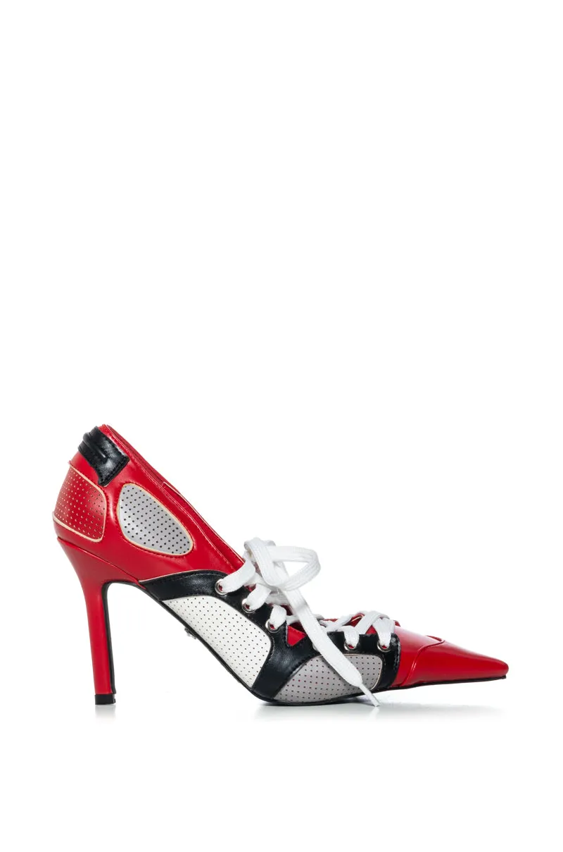 AZALEA WANG FIRST STRING SPORTY PUMP IN RED