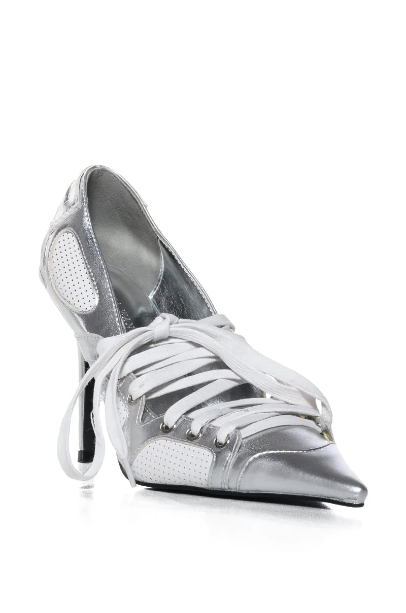 AZALEA WANG FIRST STRING SPORTY PUMP IN SILVER