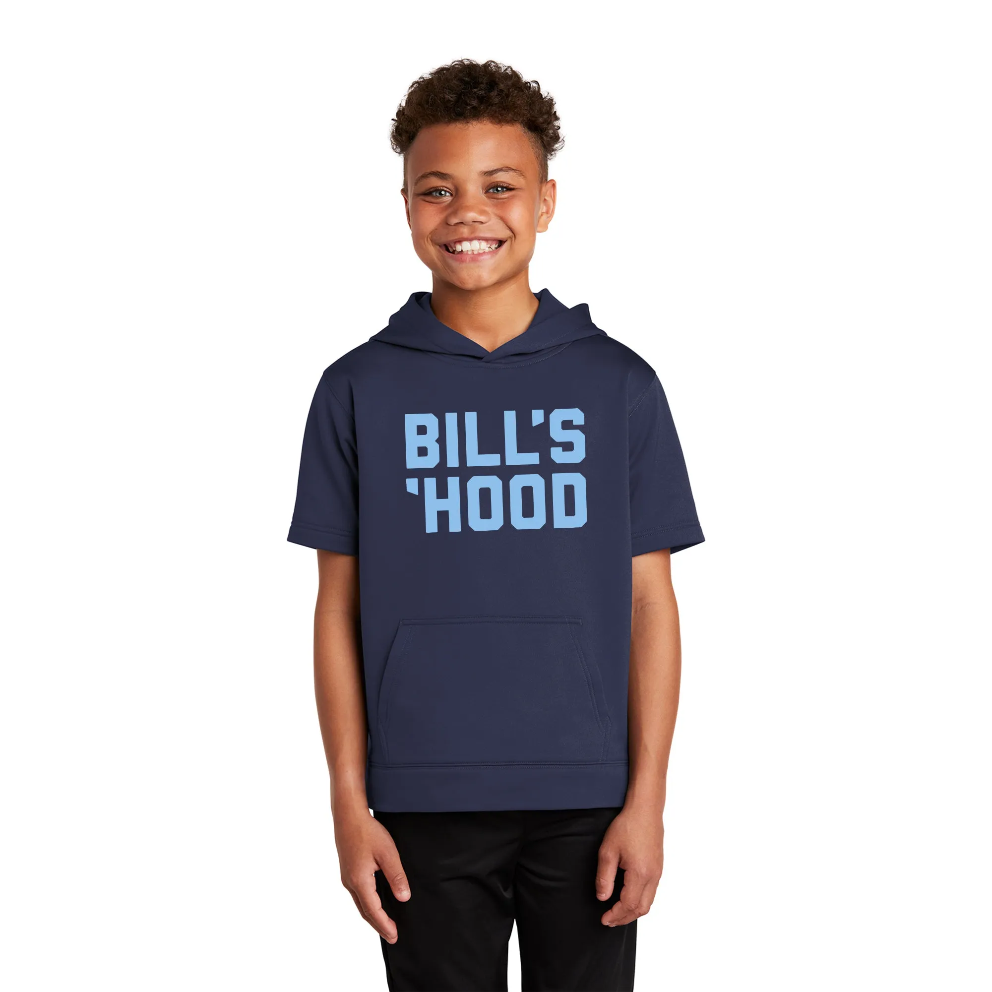 Bill's Hood Short Sleeve Youth Hoodie - Navy