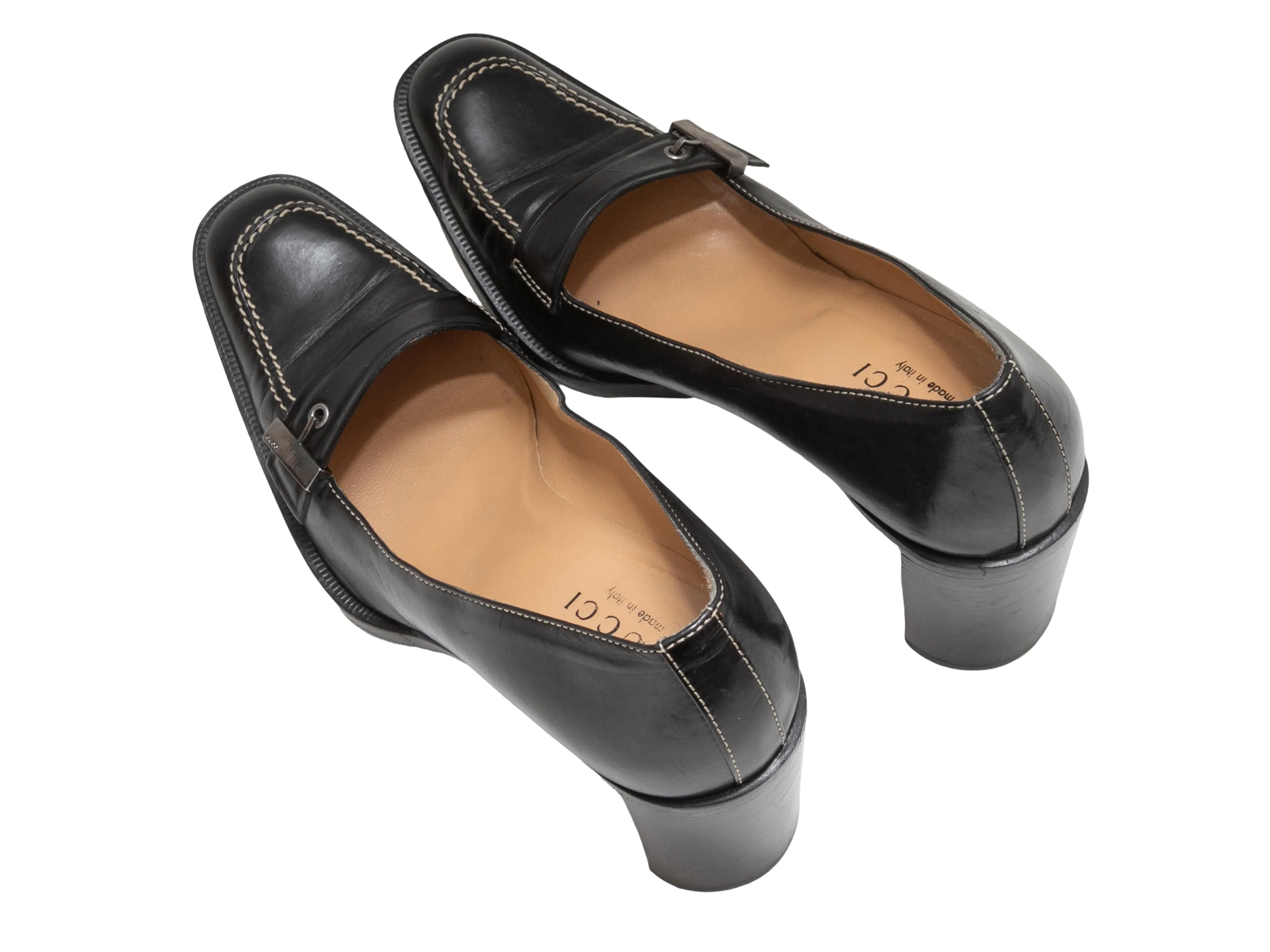 Black Gucci Leather Loafer Pumps Size 40C