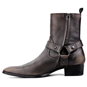 Calfskin Zipper-up High Heel Chelsea Boots