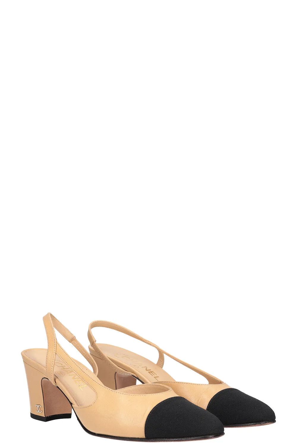 CHANEL Slingback Pumps Beige