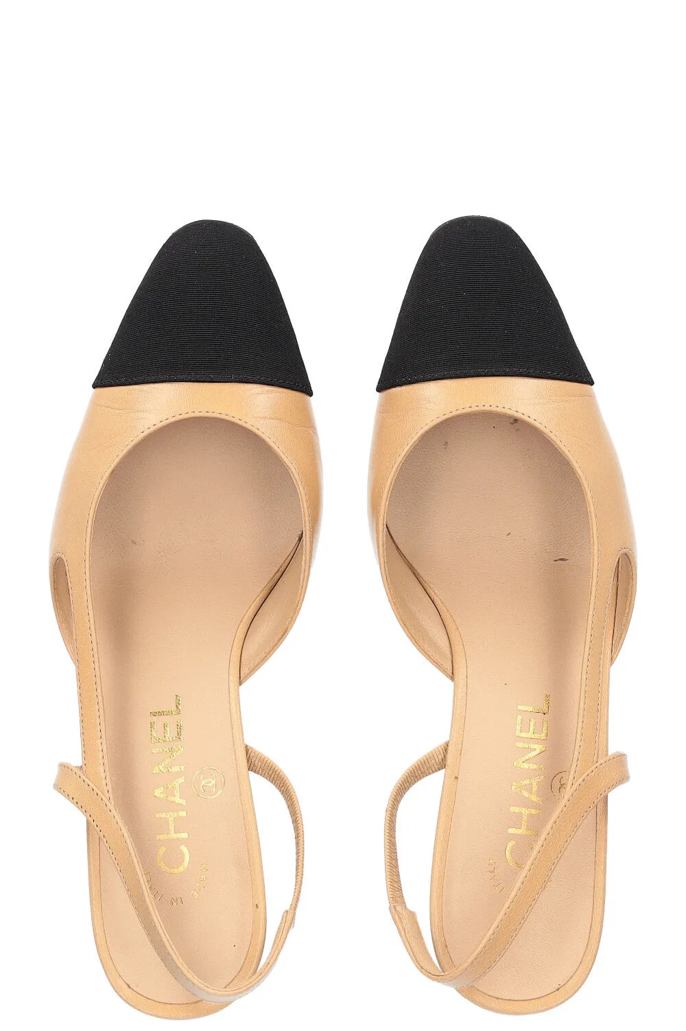 CHANEL Slingback Pumps Beige