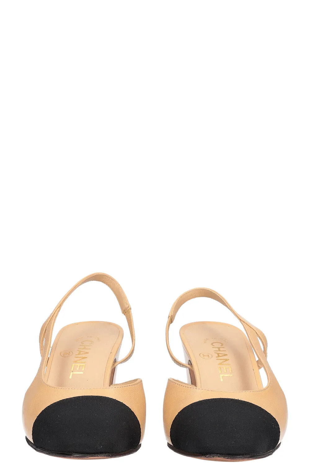 CHANEL Slingback Pumps Beige