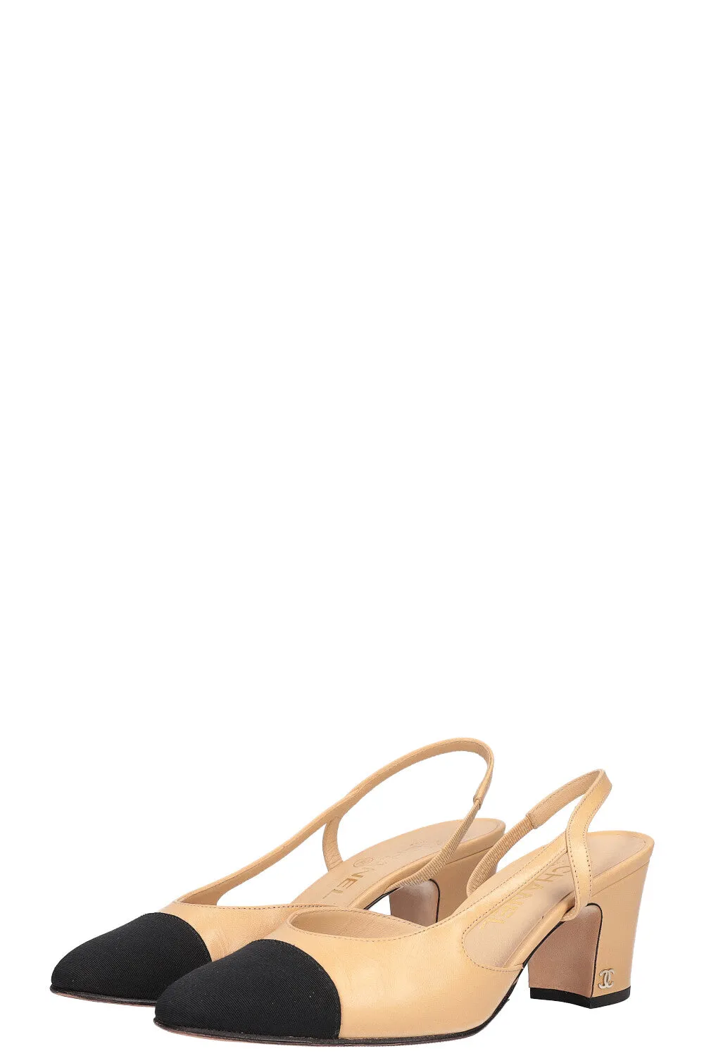 CHANEL Slingback Pumps Beige