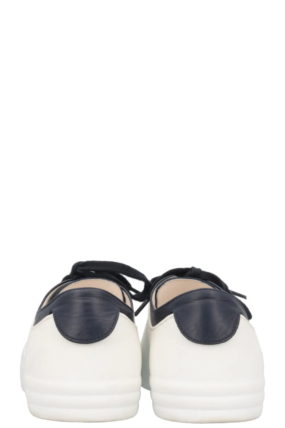 CHANEL Sneakers Rubber Leather Navy White