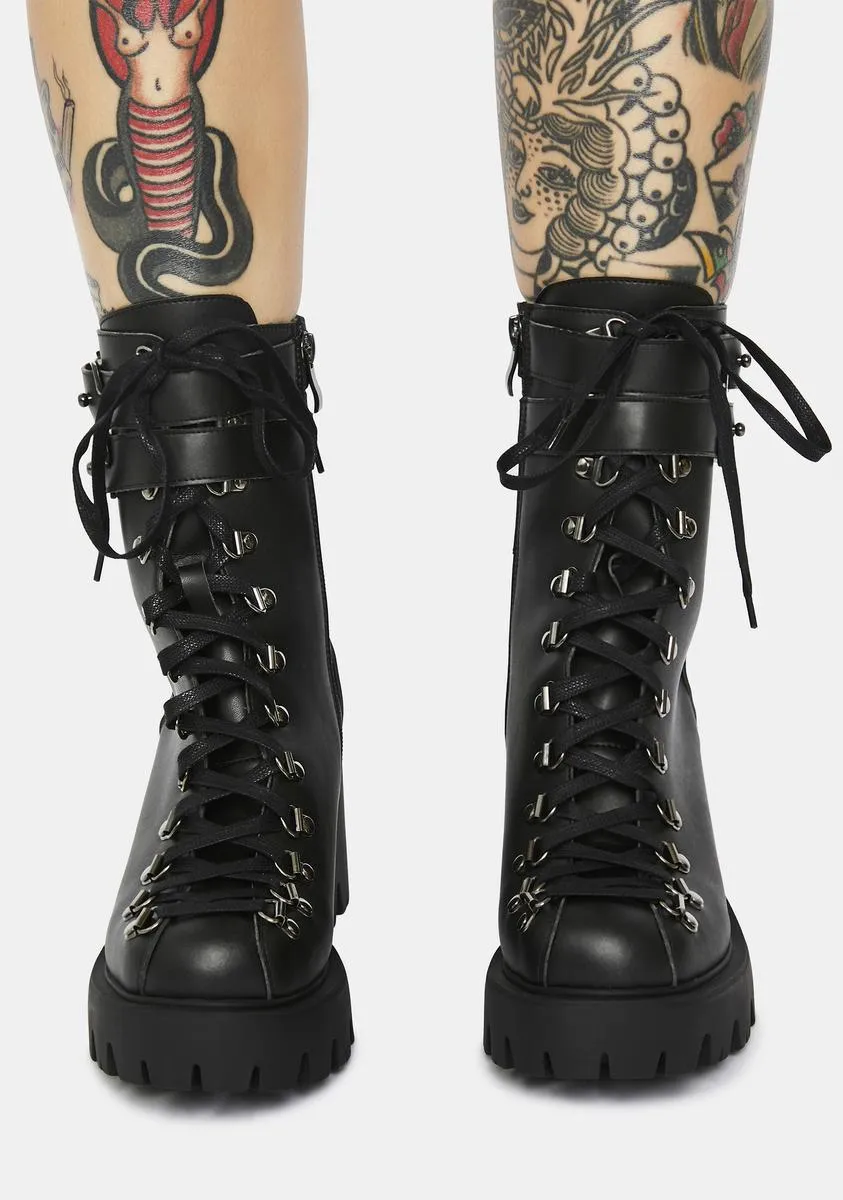 Chloe Vegan Leather Lace Up Boots