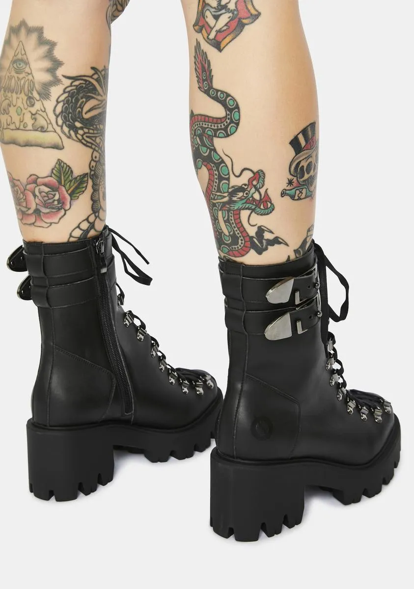 Chloe Vegan Leather Lace Up Boots