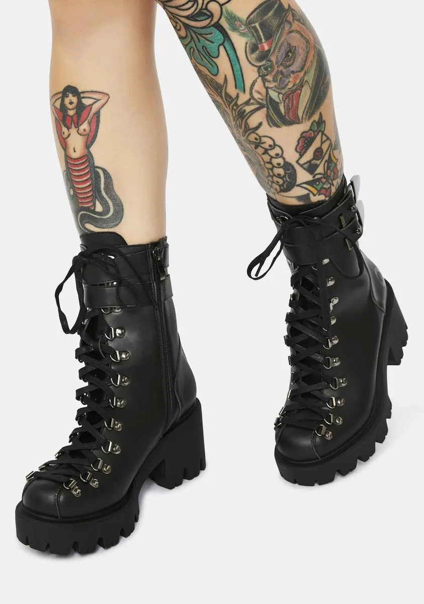 Chloe Vegan Leather Lace Up Boots