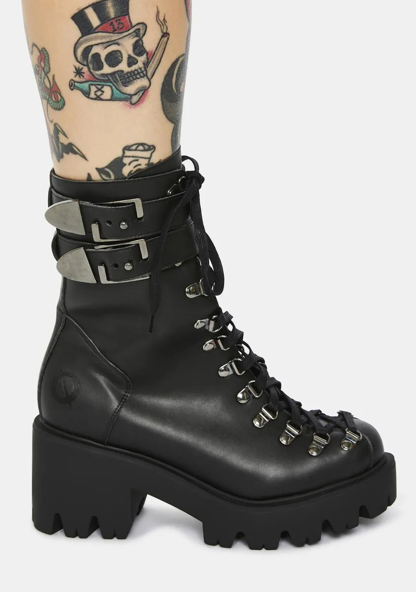 Chloe Vegan Leather Lace Up Boots