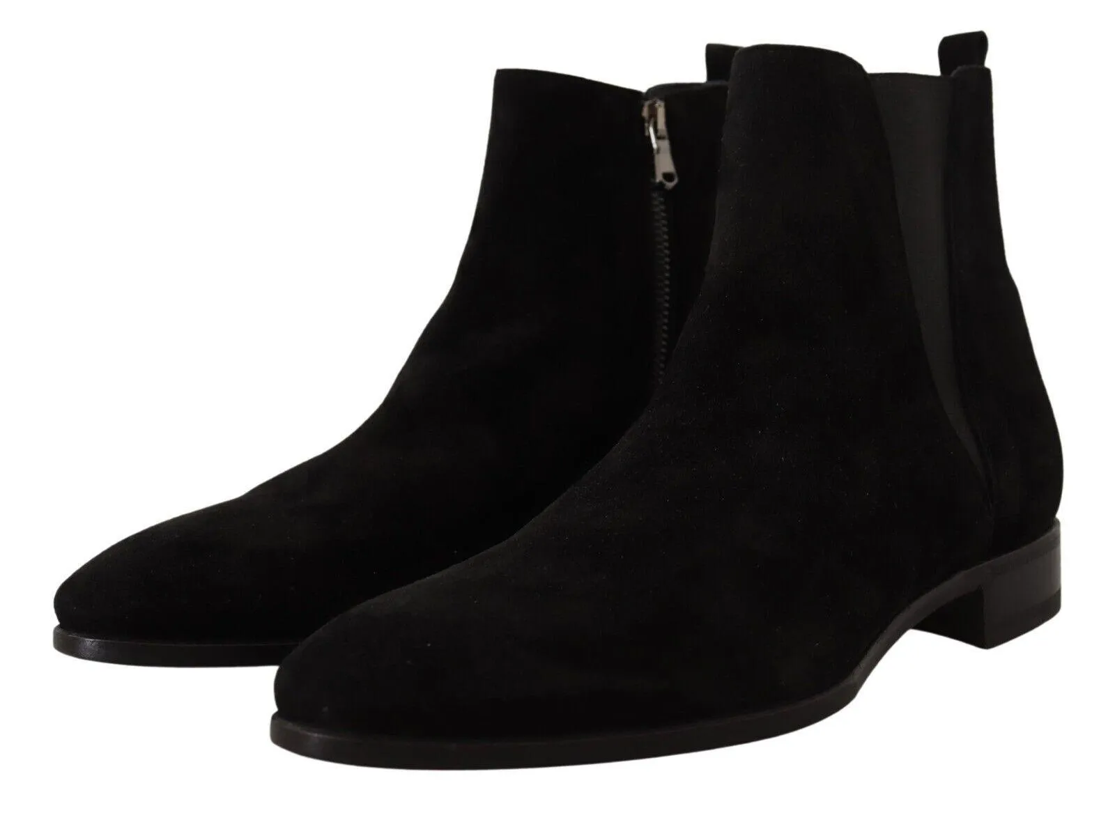 Dolce & Gabbana Black Suede Leather Chelsea Mens Boots Shoes