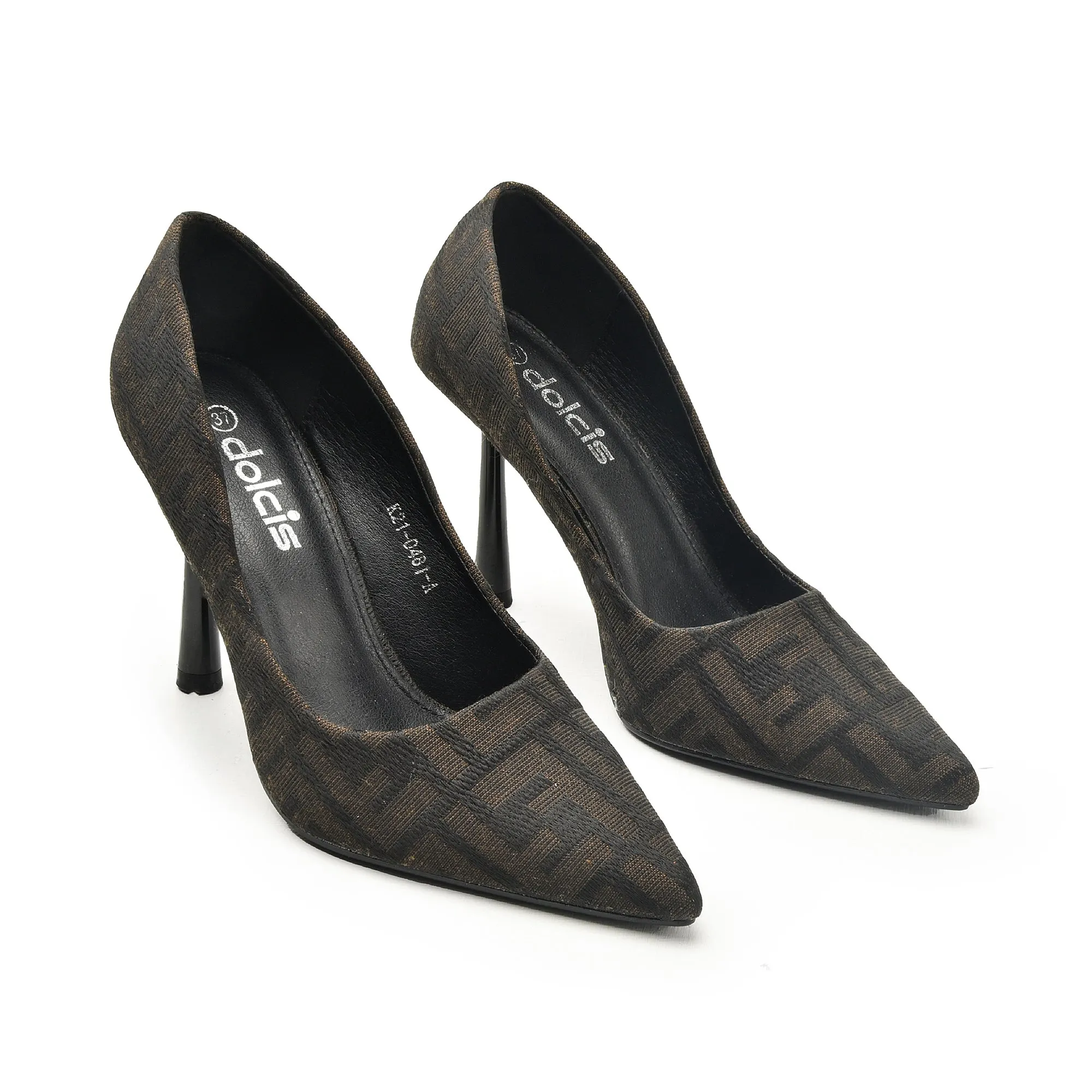 Elegant Black Patterned Stilettos | 443N-B