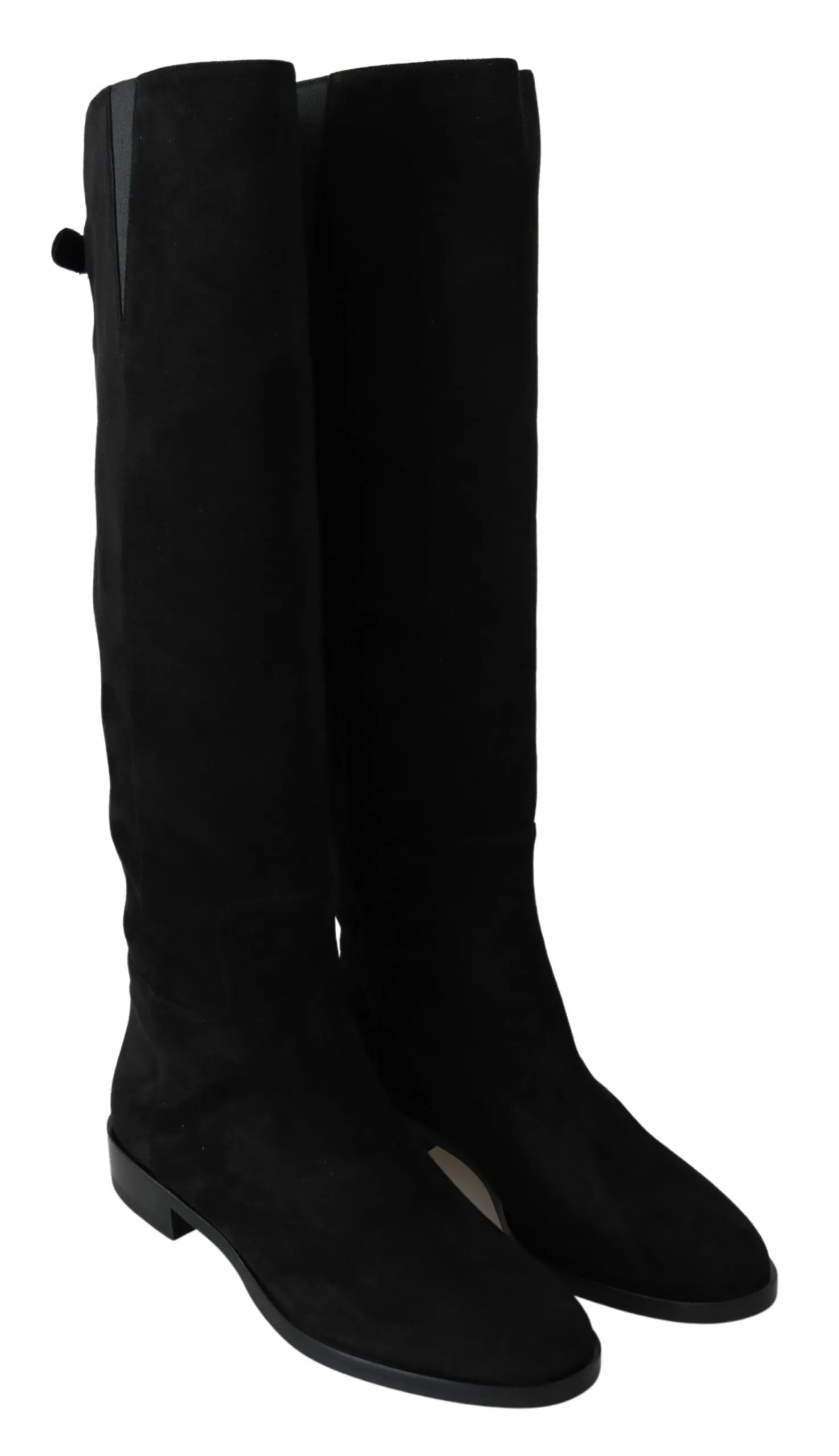 Elegant Black Suede Knee High Boots