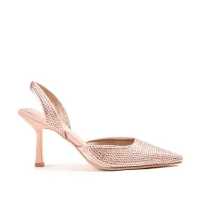 Elegant Pink Rhinestone Slingback Heels | 467M-PX