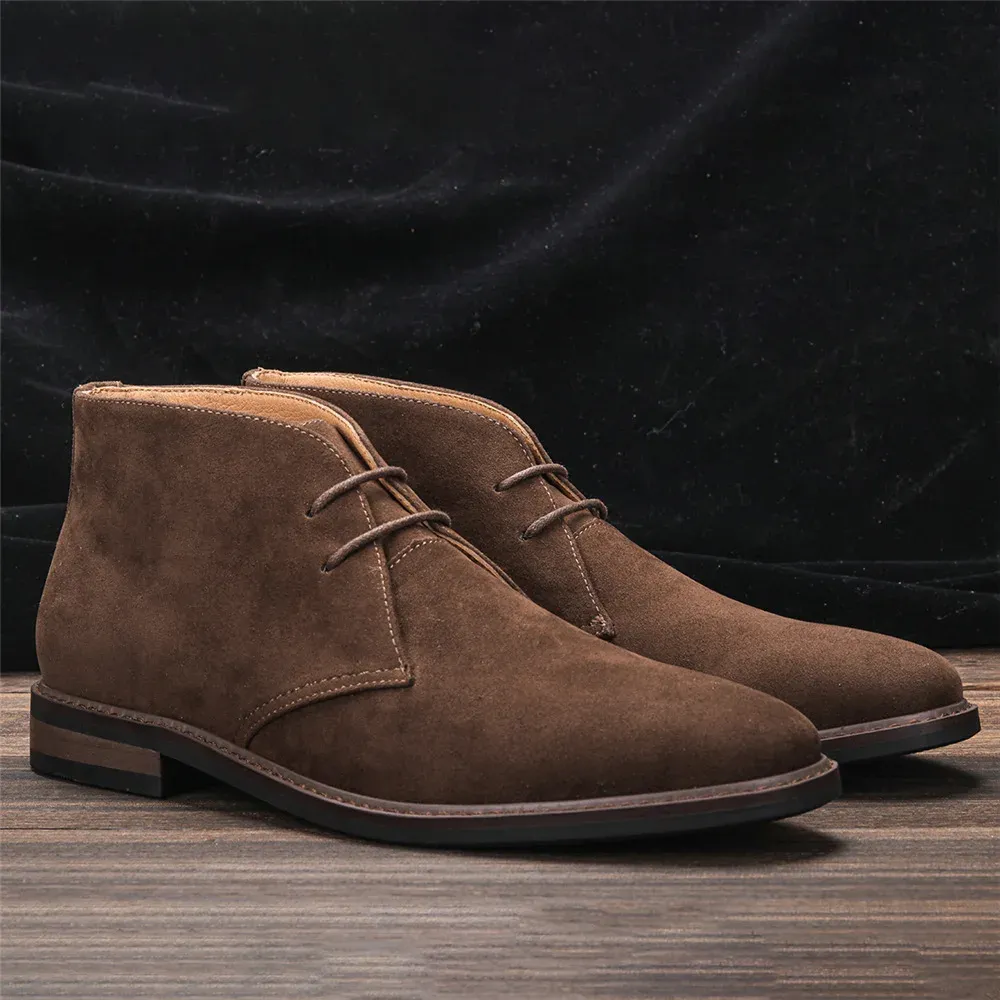 Elegant suede chukka boots for men, classic casual shoes