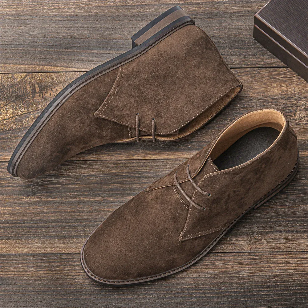 Elegant suede chukka boots for men, classic casual shoes