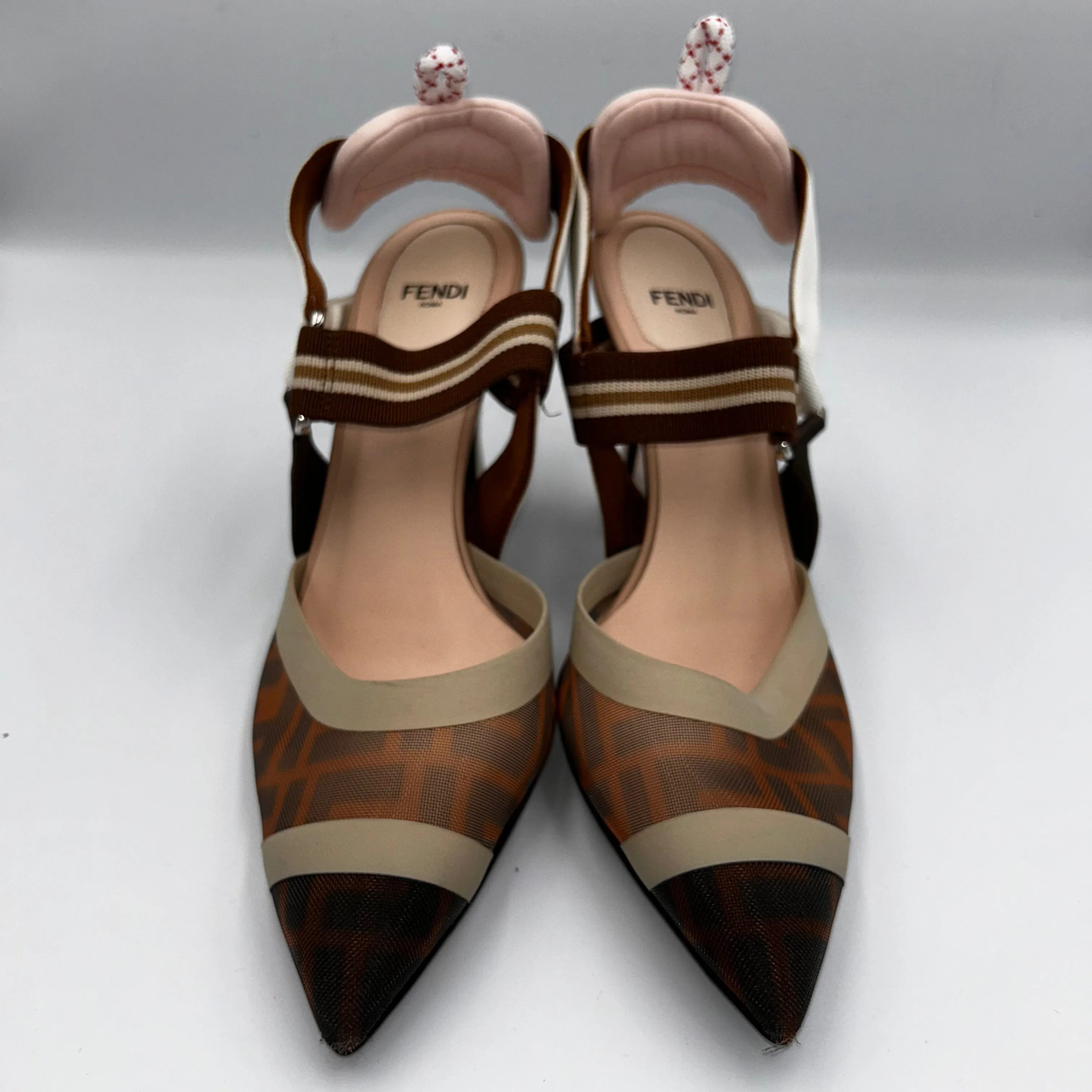 Fendi £800 Colibri Tan & Camel Slingback Heels 38