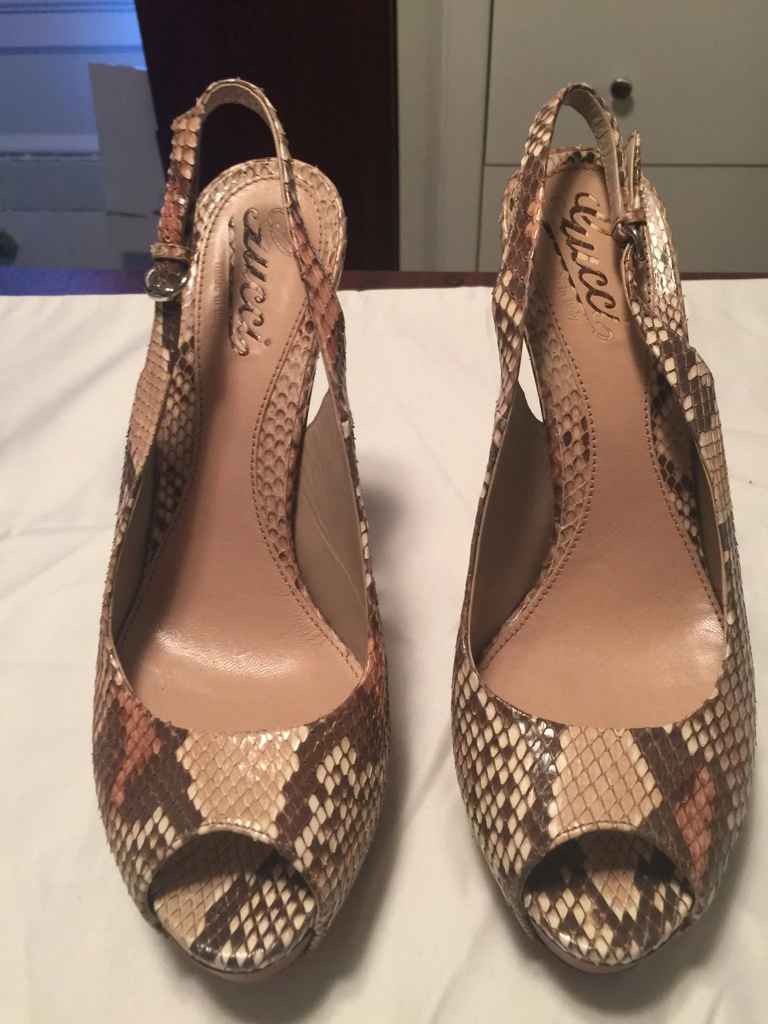 Gucci Snakeskin Platform Pumps