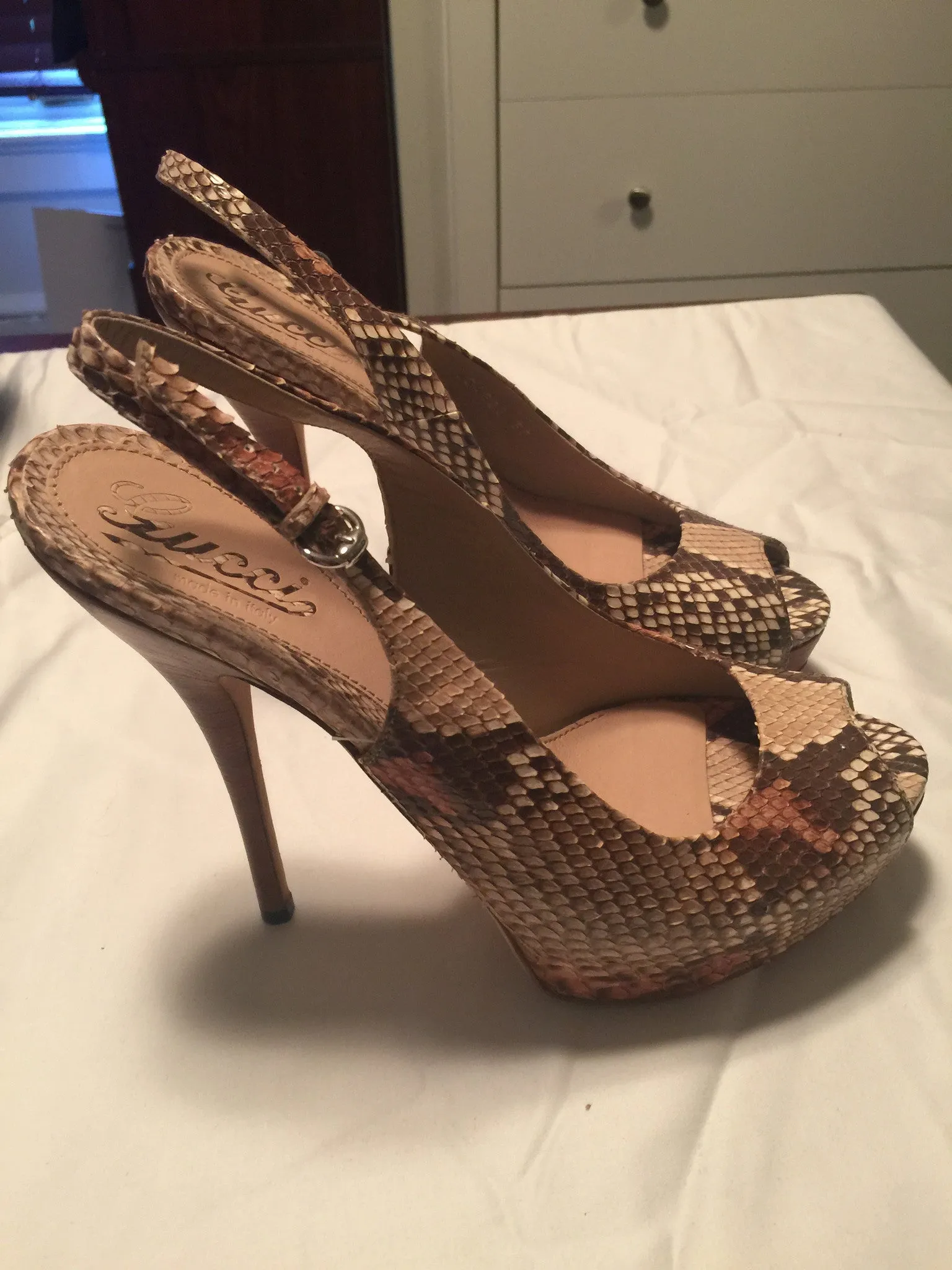 Gucci Snakeskin Platform Pumps