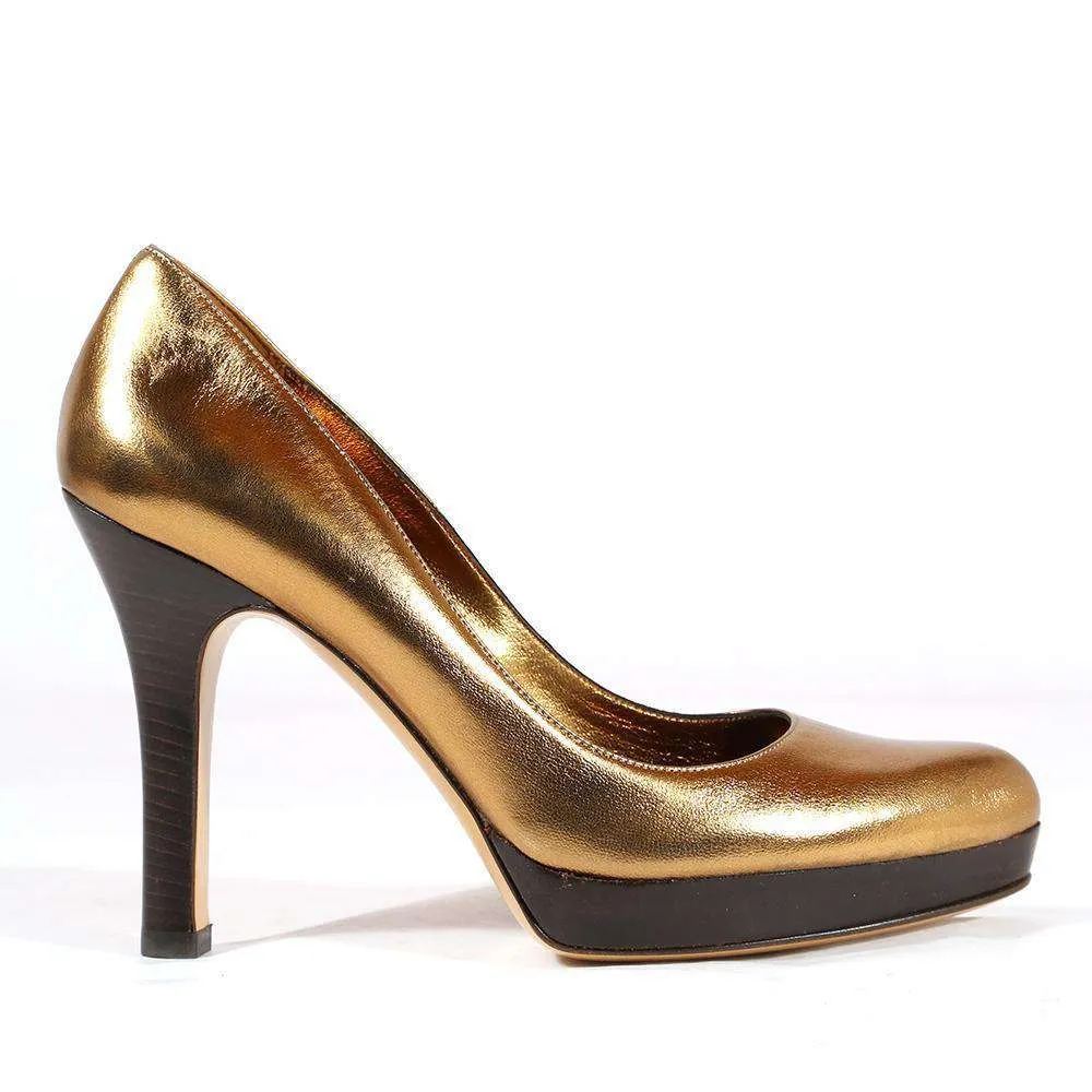 Gucci Women's Designer Shoes Bronze Platform Pumps (GG1535)