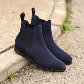 Handmade Blue Suede Cow Leather Chelsea Boots Men, Leather Dress Boots