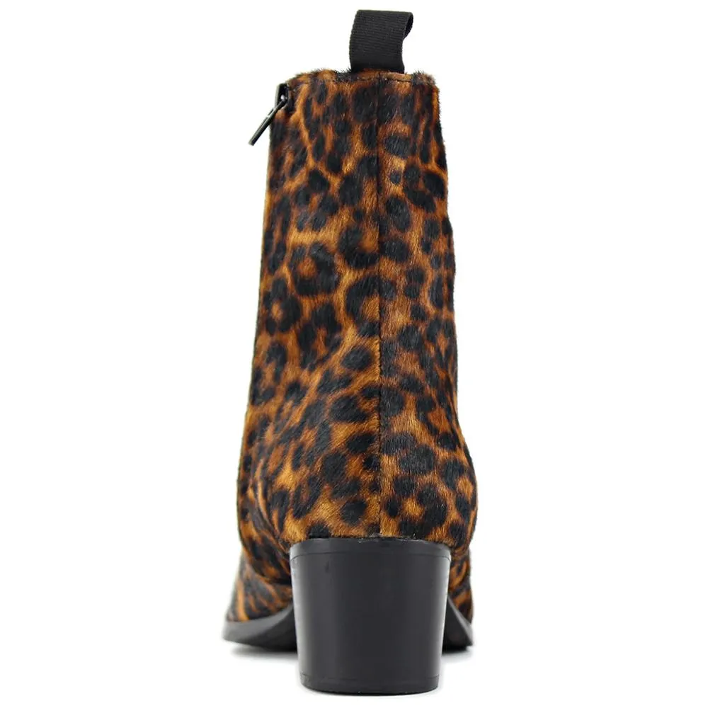 Heel Horse Hair Leopard Chelsea Boots