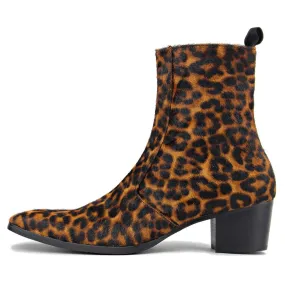 Heel Horse Hair Leopard Chelsea Boots