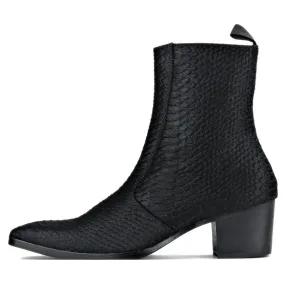 Horse Leather Crocodilian Print Horse Hair Heel Chelsea Boots