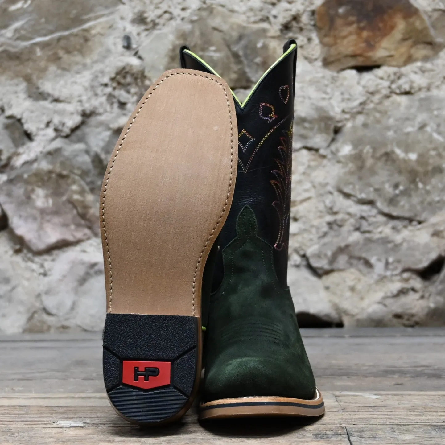 Horse Power 11" High Noon Emerald Vamp with Bison tan and Black top