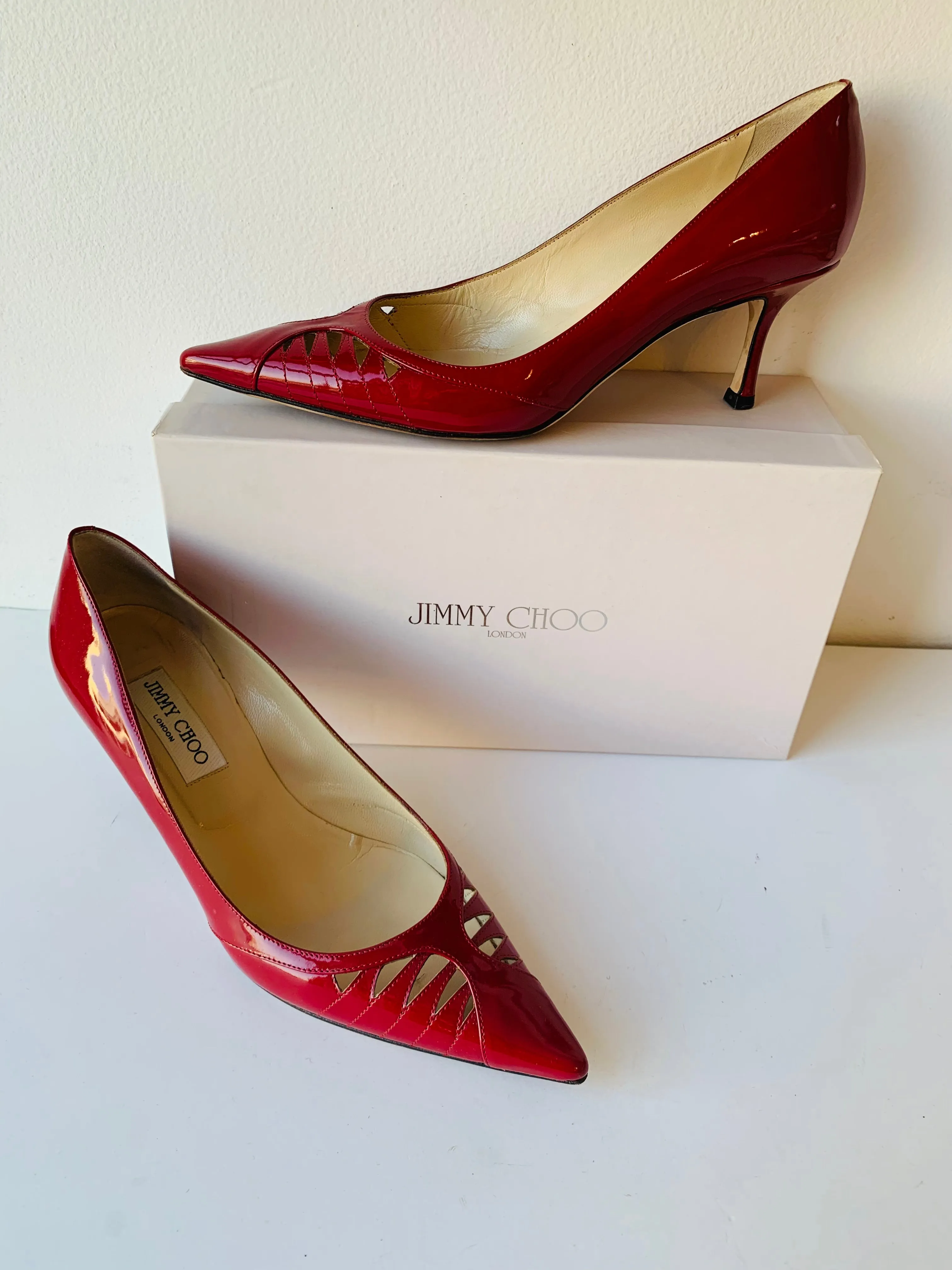 Jimmy Choo Red Patent Leather Pumps Size 40 1/2