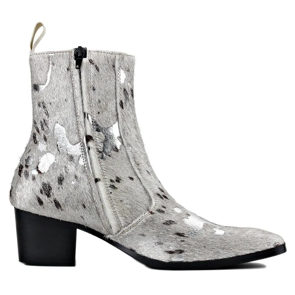 Leather Horse Hair Leopard Chelsea Boots