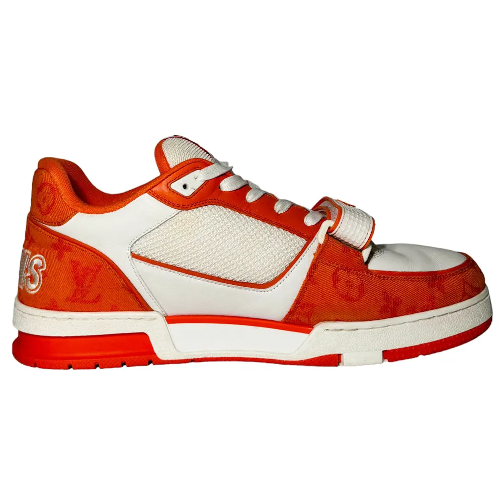 LOUIS VUITTON LV Sneakers Orange Denim Strap Trainers Size 10 UK LHQ178