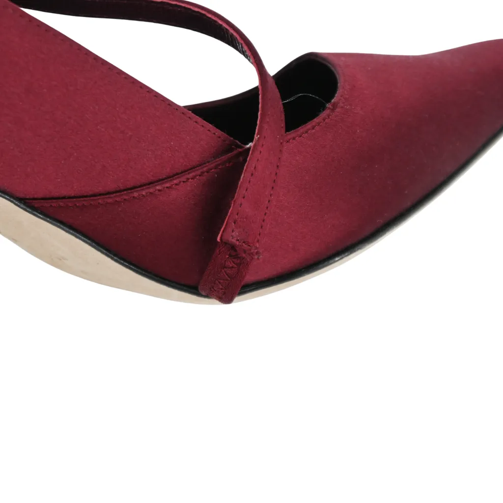 Mary Raspberry Satin Pumps