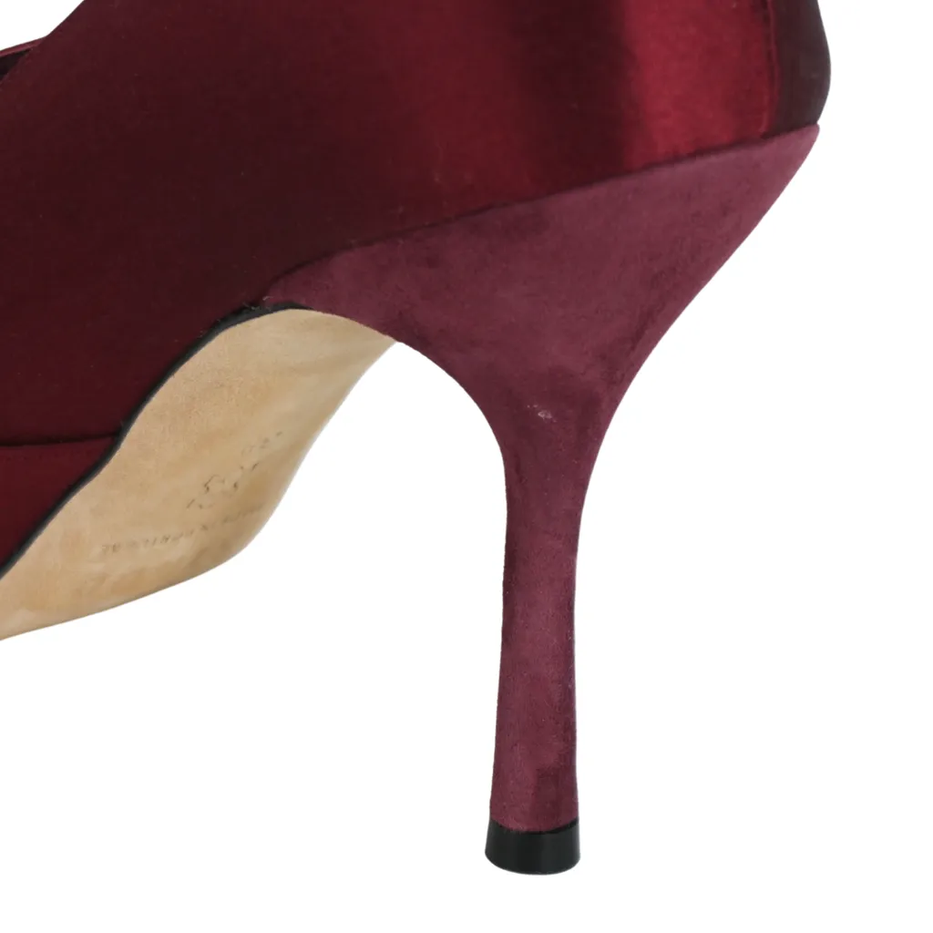 Mary Raspberry Satin Pumps