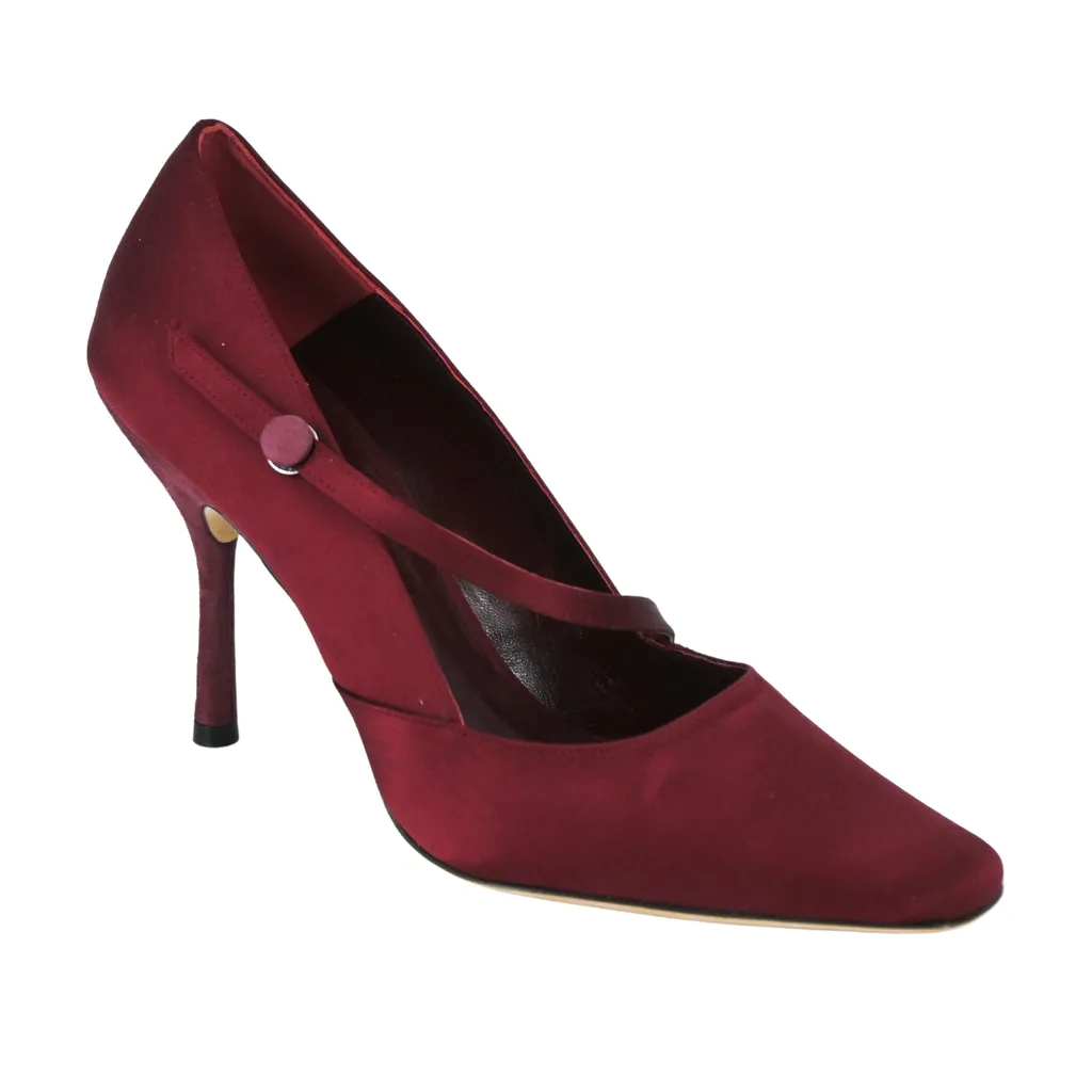 Mary Raspberry Satin Pumps