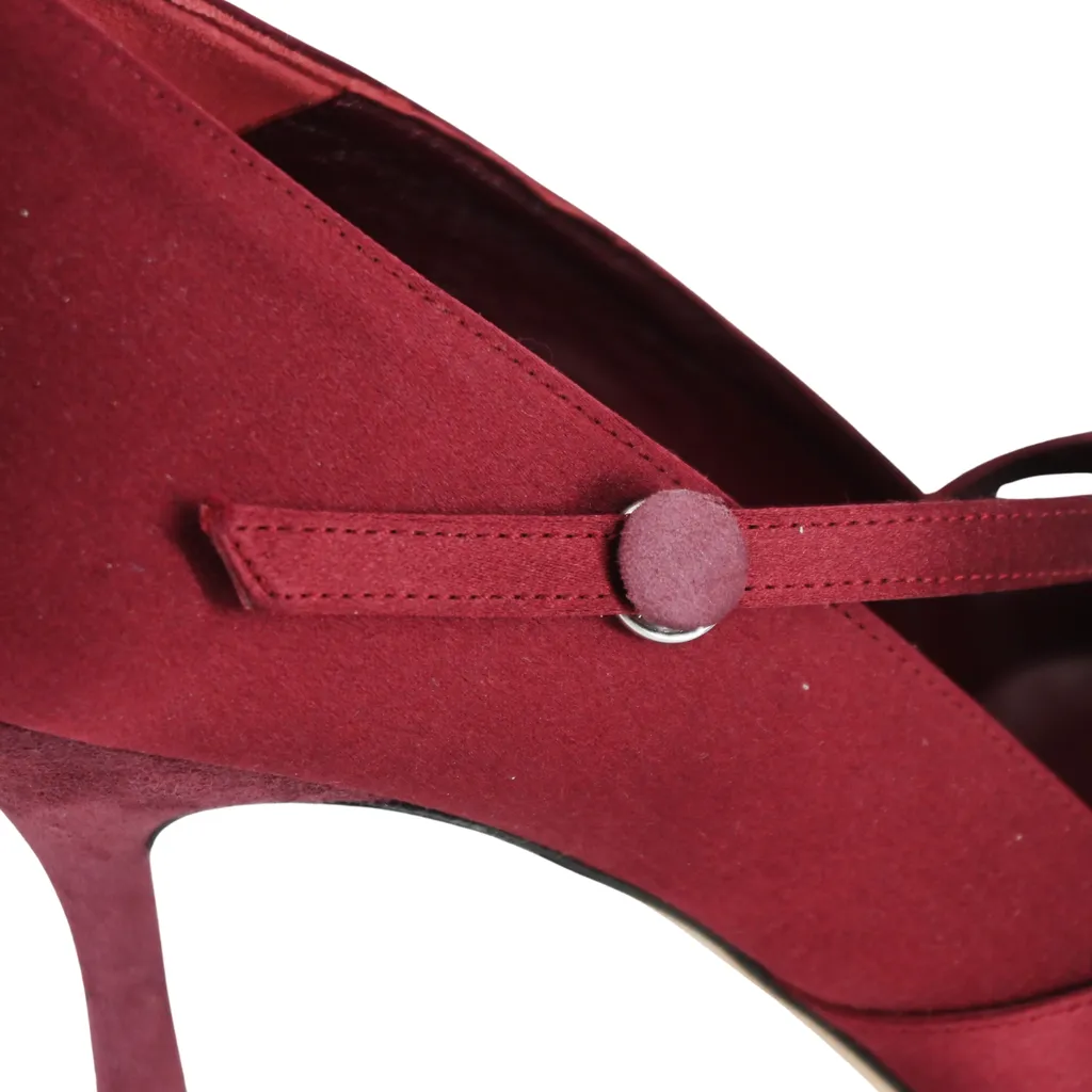 Mary Raspberry Satin Pumps