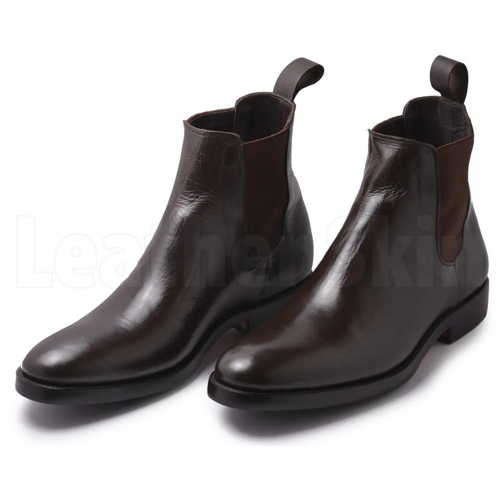 Men Brown Chelsea Genuine Leather Boots brown