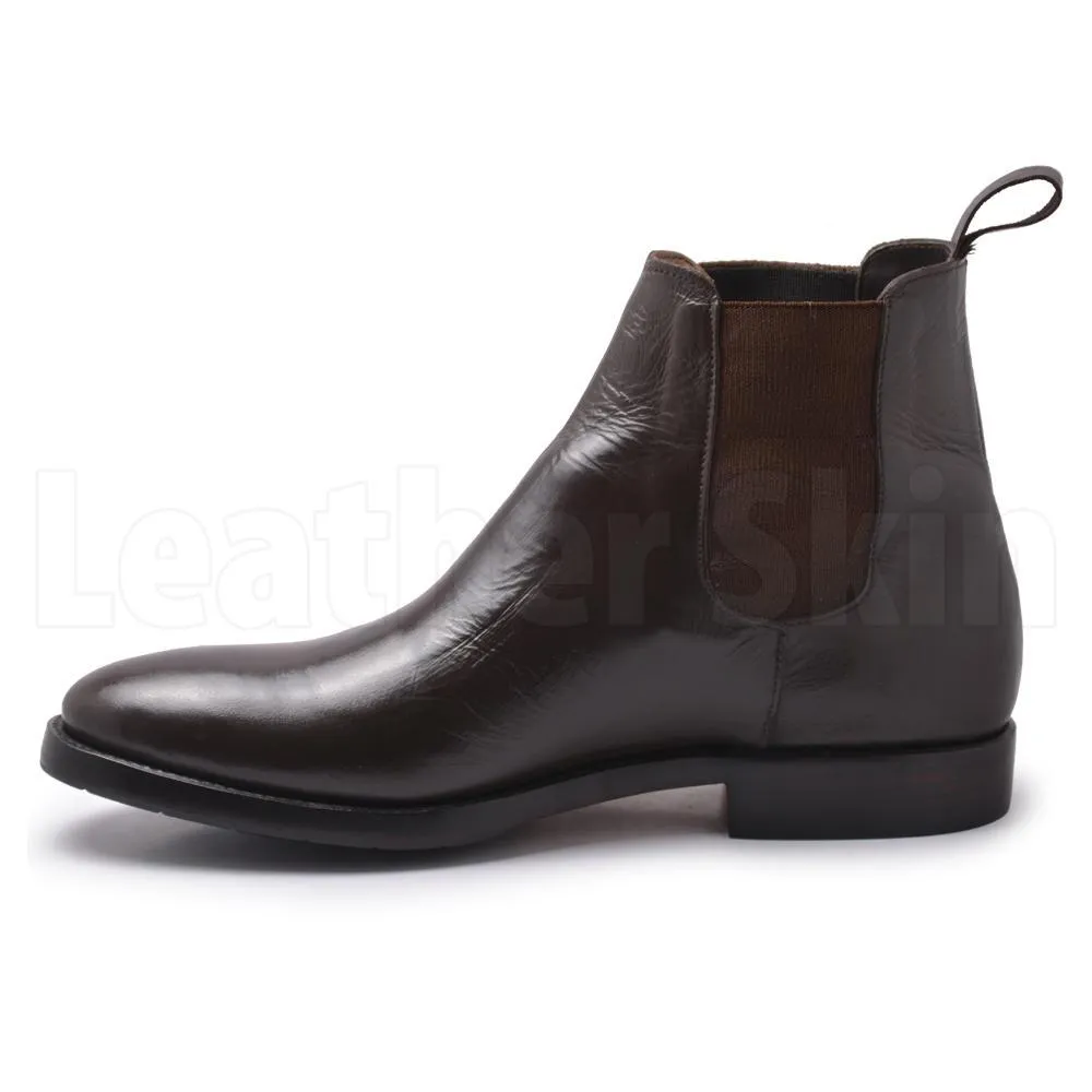 Men Brown Chelsea Genuine Leather Boots brown