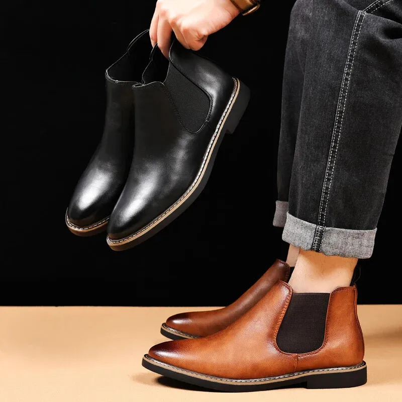 Men's Classic Glossy Chelsea Boots | Ideal for All Seasons