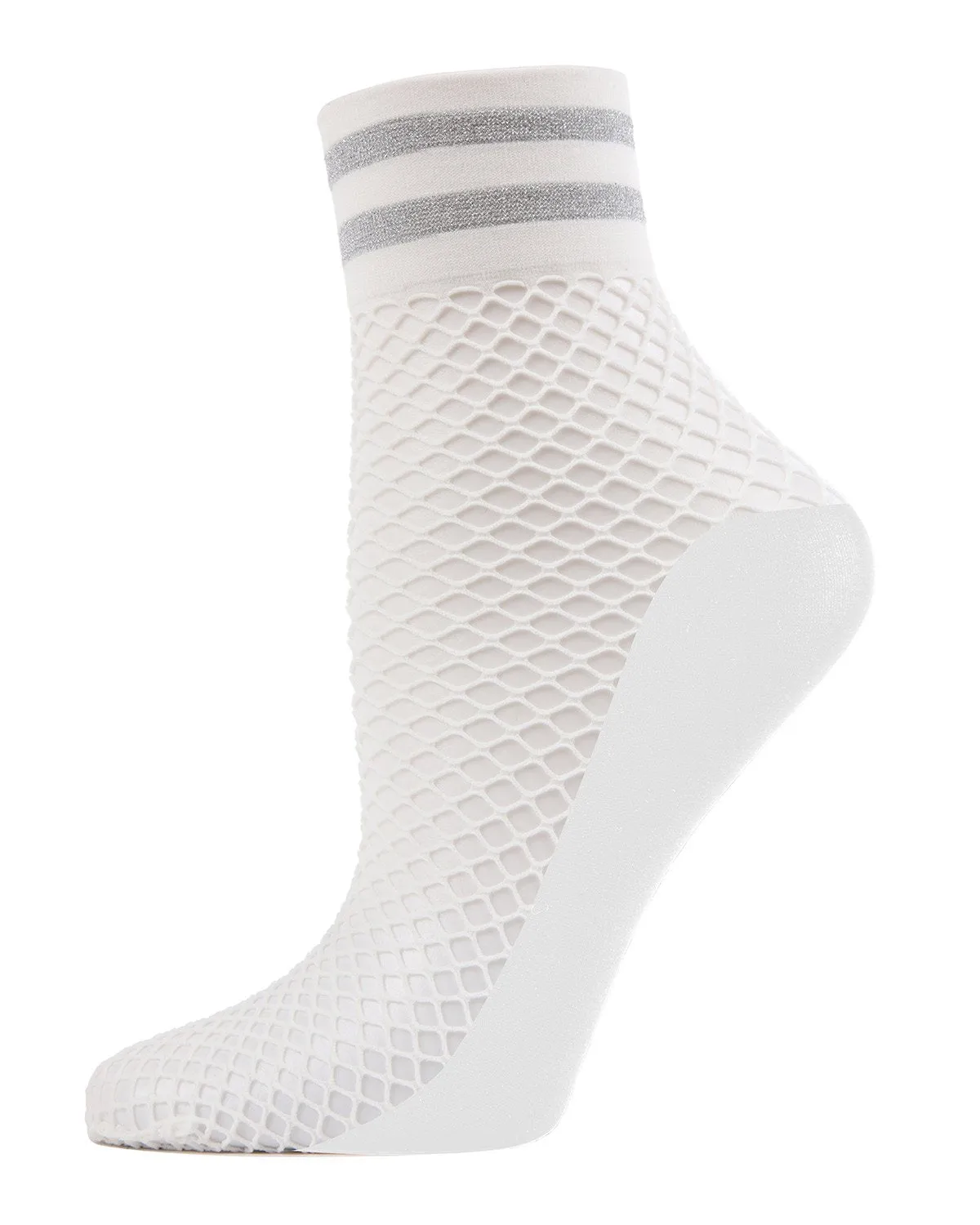 Metallic Stripe Fishnet Ankle Sock