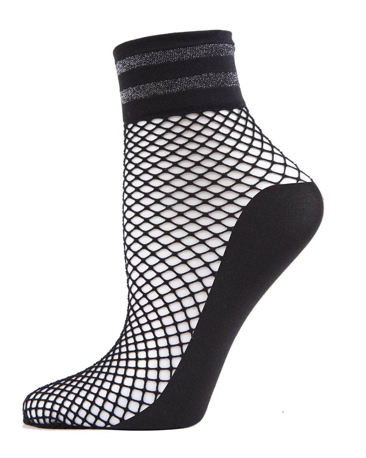 Metallic Stripe Fishnet Ankle Sock