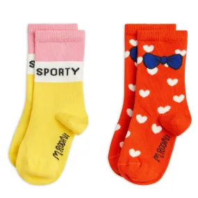 Mini Rodini 'Sporty' 2-pack Socks | red/yellow