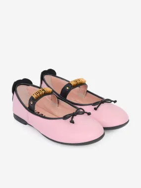 Moschino Girls Shoes - Leather Logo Teddy Pumps